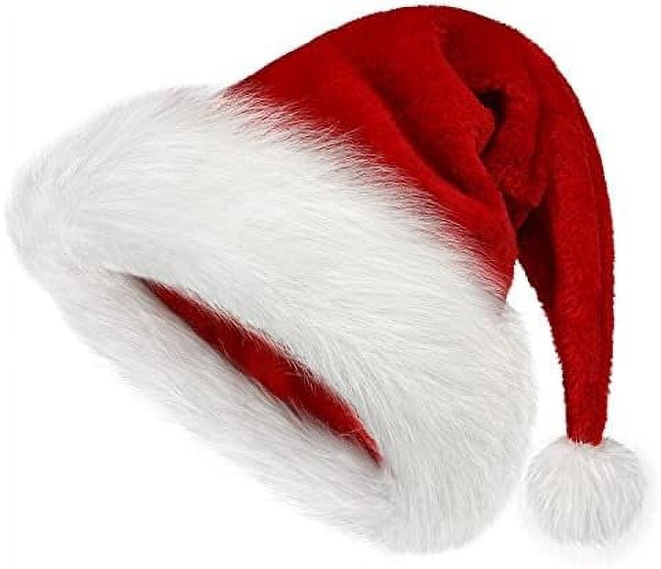 Christmas Hat, Santa Hat Holiday for Adults Chirldren Unisex Velvet Comfort Extra Thicken Fur Xmas Hat for New Year Festive Party